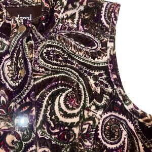 Charter Club‎ Women's Large Relaxed Purple/ Brown  Velour Paisley Vest